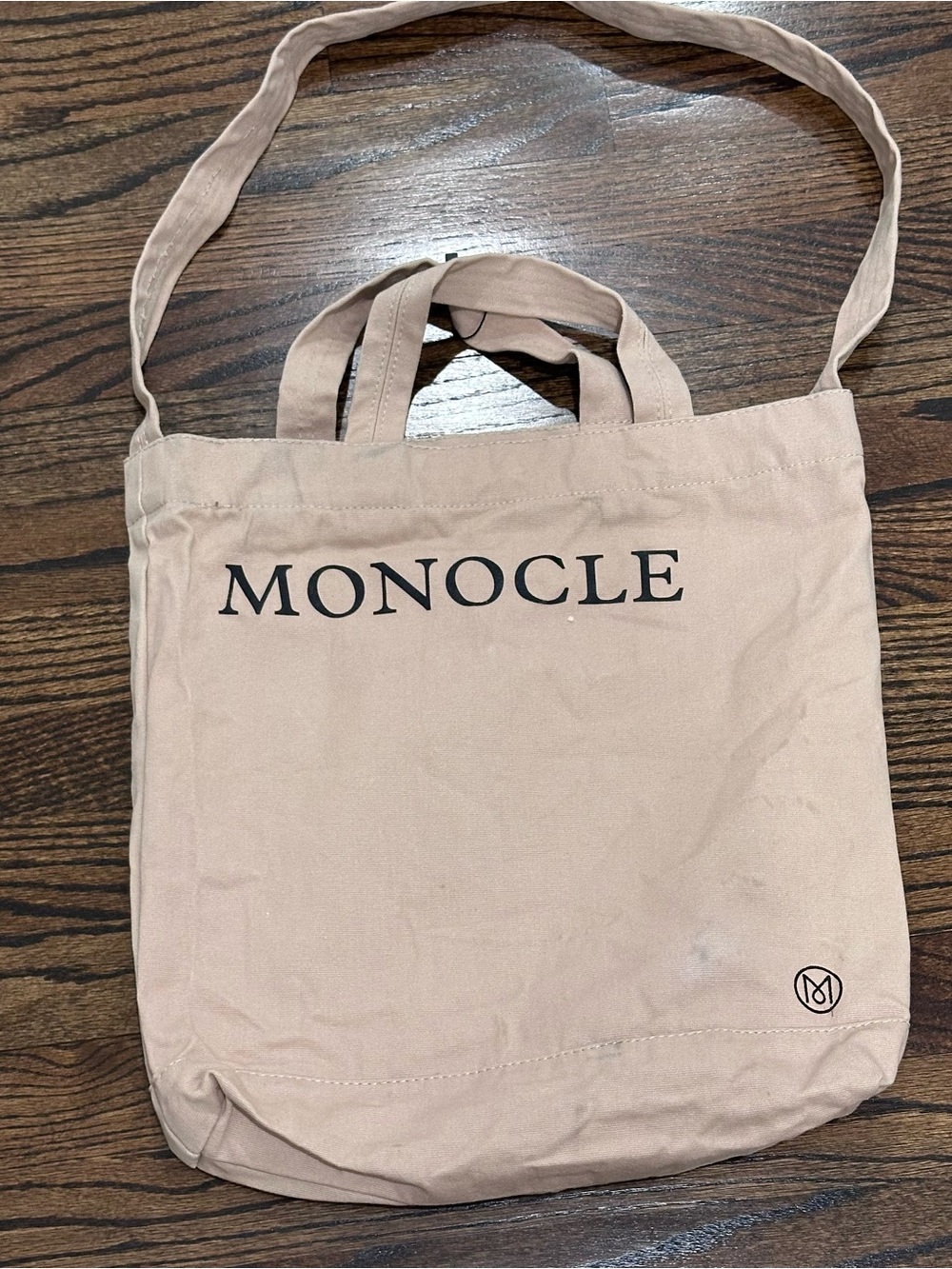 Monocle Logo Canvas Tote in Beige